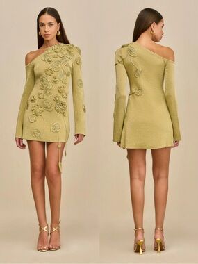 Cult Gaia Kaela Knit Mini Dress in Gold Size Medium NEW! With tags!